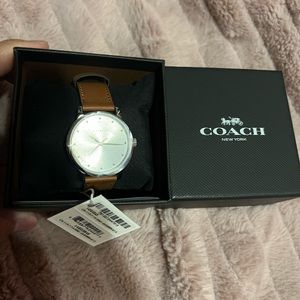Leather band coach watch